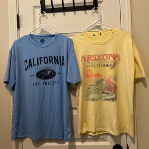 SHEIN Graphic Short Sleeve Tees in Blue and Yellow